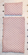 Bettwäsche E Bett Altrosa mit Punkten Decke + Kissen 14x9cm / 5x7 cm Puppenstube