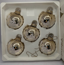 WEIHNACHTEN - Christbaum-Kugeln - beige - echt Glas - 5 Stück