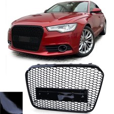 Waben Sport Kühlergrill ohne Emblem Schwarz Glanz für Audi A6 C7 4G 10-14