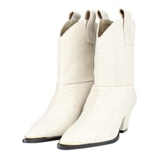Oxitaly Damen Schuhe Stiefelette Gr. 41 Creme Leder Ankle Boots