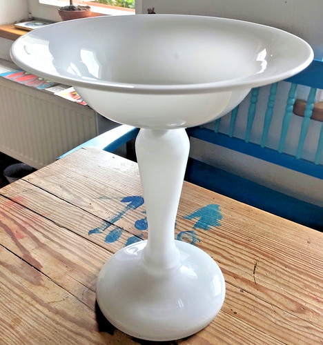 Opalglas schale auf fuß - opalglas-schale, |