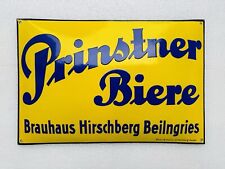 Emailschild Prinstner Biere Brauerei Hirschberg - 49x33cm - Original, um 1930