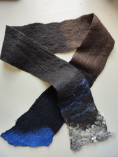 Handgefilzter Schal braun-grau-blau Filz Wolle handmade Unikat