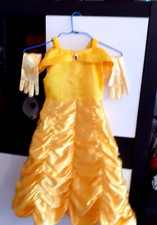 Belle Kostüm 110 , Fasching Kleid + Handschuhe Belle 110 , gelb , gebr