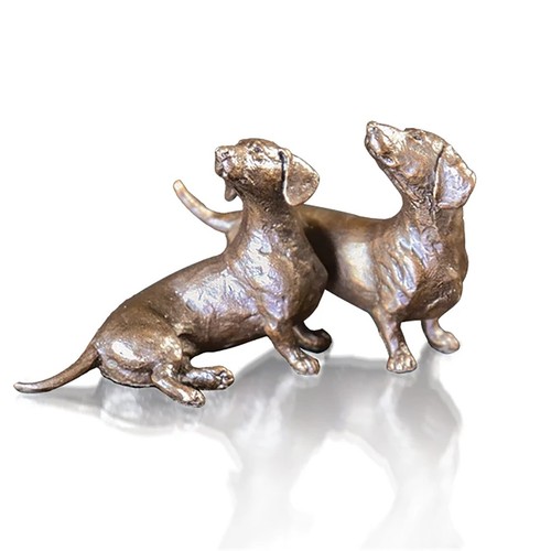 Bronze dackel hunde paar - bronze,