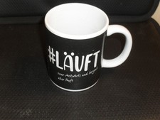 1 Kaffeetasse schwarz weißer Text Kaffeebecher Kaffeehaferl Bechertasse Tasse