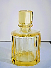 Glas Fakon, art deco, gelb, 10-fach facettiert geschliffen, H. 15 cm