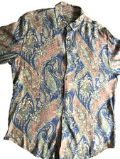 ZARA Herren Hemd Paisley langarm blau Mann Größe M