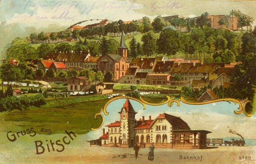 Litho bitsch bahnhof 1914 - ak,