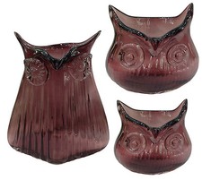 3 er Set Dekovase Eule lila