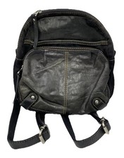 Vintage Fossil Rucksack Damen Schwarz Echt Leder Schlüssel Akzent Selten *Lesen