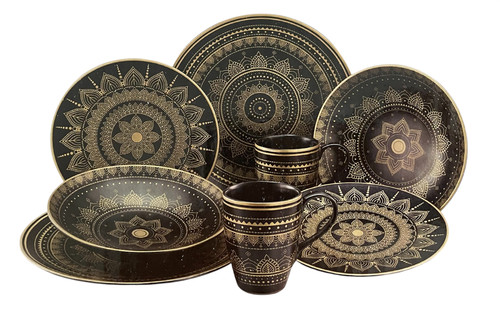 Geschirr mandala gold - geschirr,