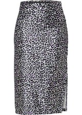 Neu Rock aus glänzendem Jersey Gr. 32/34 Silber Schwarz Flieder Leo Damen Skirt