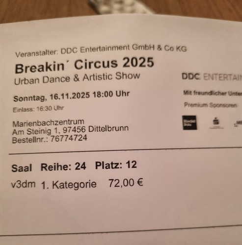 Eintrittskarte breakin - eintrittskarte, breakin‘