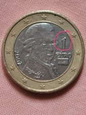 RAR Österreich 1 Euro 2002, Mozart, mit Signifikanter Bruchstelle,Ss(sehr Schön)