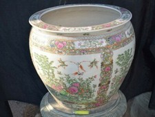 Sehr großer Fishbowl-China, floral, Schmetterlinge & Vögel, Innendekor, Ø55cm