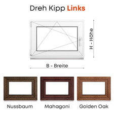 Kellerfenster Kunststoff Fenster Dreh Kipp 2&3 Fach Nussbaum Mahagoni Golden Oak