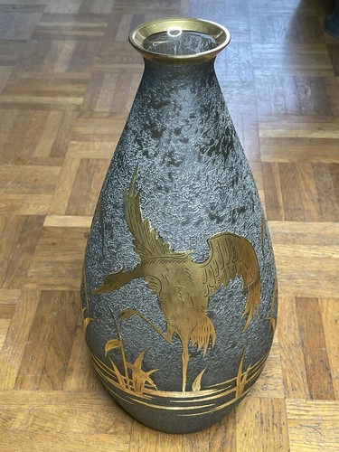 Jugendstil glas vase vogel - glas,