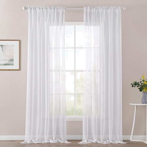 2er set sheer voile vorhang - sheer,