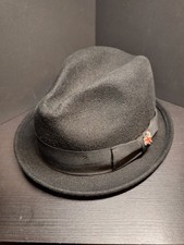 Herren Hut Schwarz Wolle Fedora Playerhut