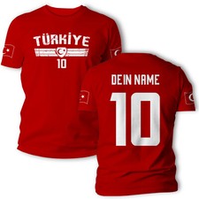 Türkei T-Shirt Trikot mit Türkiye Flagge mit Name Nr. em Geschenk Herren Damen