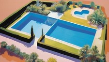 Drohne Malerei Pool Beach Mid