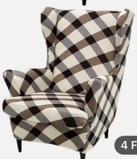 Sessel Bezug Überzug Karo braun/beige, elastisch, Neu