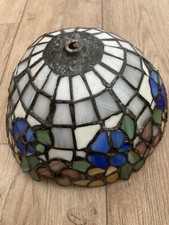 Lampenschirm Tiffany Style Glas Bunt Blume Weis 12 x 22 cm Schirm Handmade