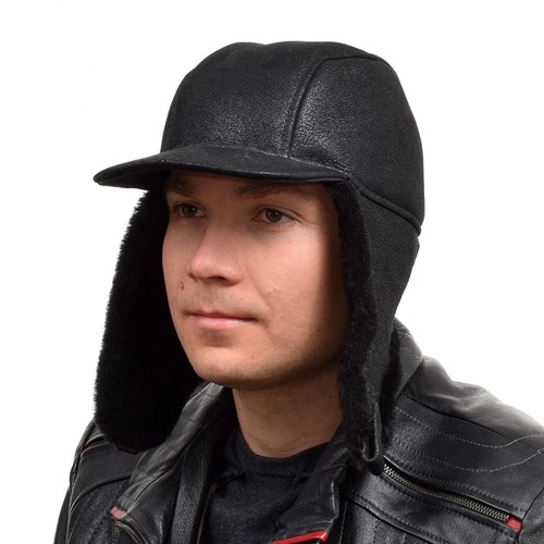 Schwarz fliegermütze mit - schwarz,