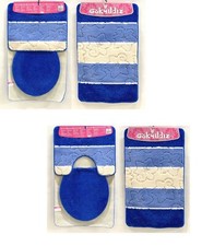 Badgarnitur Badteppich Badezimmergarnitur 3-Teilig 80 x 50 cm kÖNIGBLAU