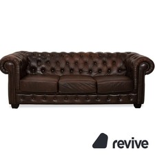 Chesterfield Leder Dreisitzer Braun Sofa Couch