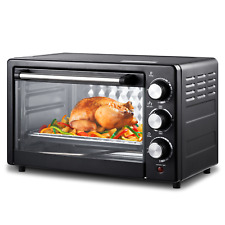 Minibackofen 21L Timer Doppelglas Drehspieß Mini Backofen Pizzaofen 1000 Watt