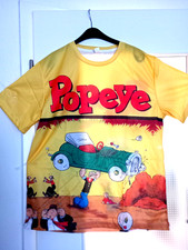 Herren T-Shirt, NEU, Größe XXL, 3D Popeye-Print, gelb-buntfarben