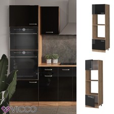 Mikrowellenschrank Küchenschrank R-Line Solid Eiche Schwarz 60 cm modern Vicco