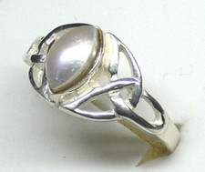 Perlen Ring 925 Silber Gr. 17,8 (56) Navette "Keltischer Knoten" UNENDLICHKEIT