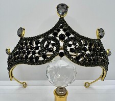 Elegante Schwarze Diadem Krone mit Strasssteinen und Gold