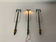I) 4 Viessmann H0 3 Gittermastleuchten-mit je 2 Lampen-Getestet -Höhe ca. 140 mm