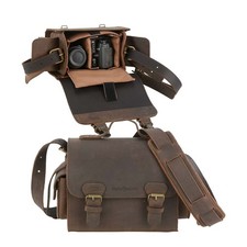 Ruitertassen Fototasche Leder aus Sattelleder braun ranger mit Innentasche