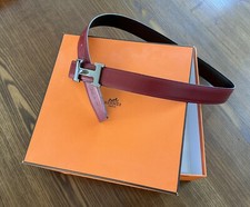 Hermès Ledergürtel 90 cm wendbar burgund-schwarz