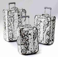 Koffer Set  3tlg Kofferset Trolley Luxus Schlange Reptil Design grau weiß neu