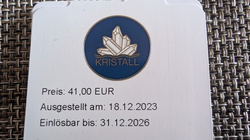 Tageskarte für die - , kristall