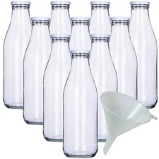 mikken 10 Glasflaschen 1,0 Liter Flasche Milchflasche Saftflasche + Trichter 