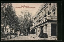 Ansichtskarte Bad Pyrmont, Fürstl. Kurhotel und Fürstl. Schauspielhaus 1913 