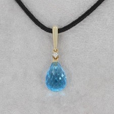 Wert 390 € Brillant Topas Anhänger Tropfen in 585 14 Karat Gelb Gold