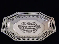 Schumann Porzellan Schale m Durchbrucharbeiten z. Silberhochzeit m Spruch 32  cm