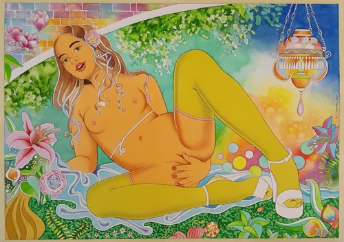 Erotik grosses aquarell - aquarell, x