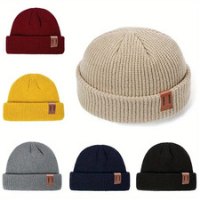 Winter Herren Beanie Mütze warm gestrickt gerippt Docker Totenkopf Mütze Trawler Fischer