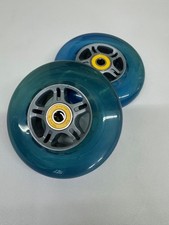 Scooter Rollen 100 mm 2 Stück  Ersatz Rad mit Kugellager Nabe 8mm blau