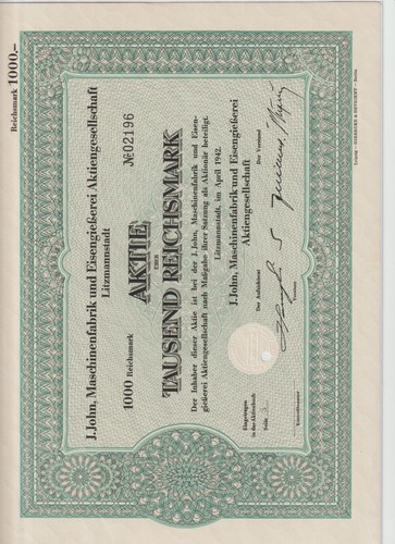 Aktie 1000 reichsmark - aktie, april