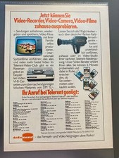 Telerent Video Recorder Camera Original 1979 Vintage Advert Werbung Reklame